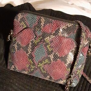 NWOT HOBO Pink and Green Snake Print Crossbody Bag